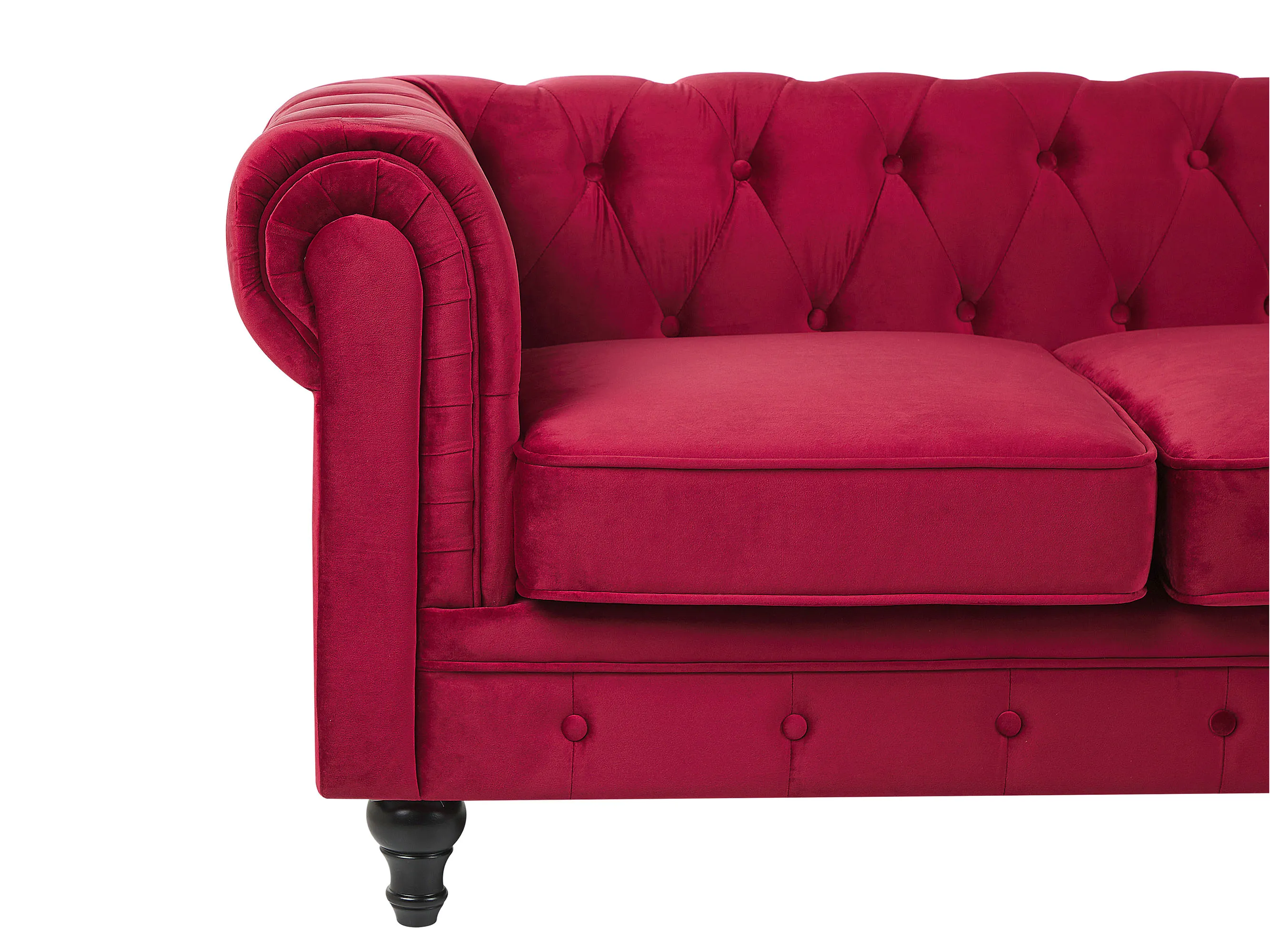 Bank 3-zits CHESTERFIELD Fluweel Donkerrood