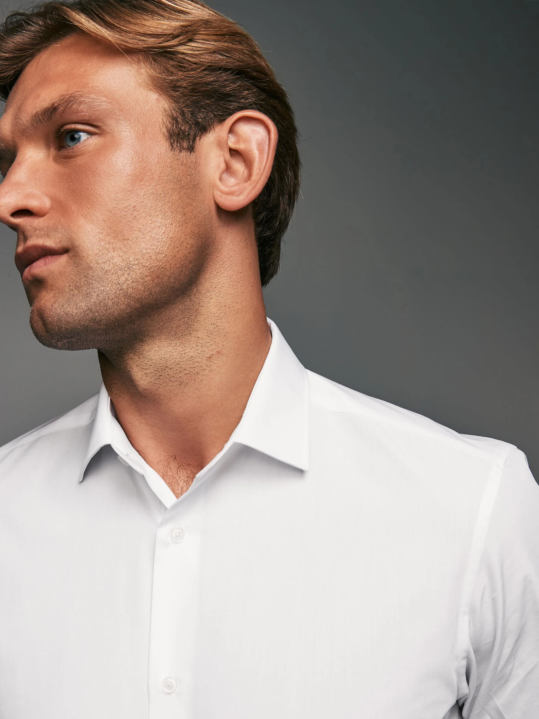 Wit - Slim Fit - Strijkvrije slimme overhemden met enkele manchet 3 pak