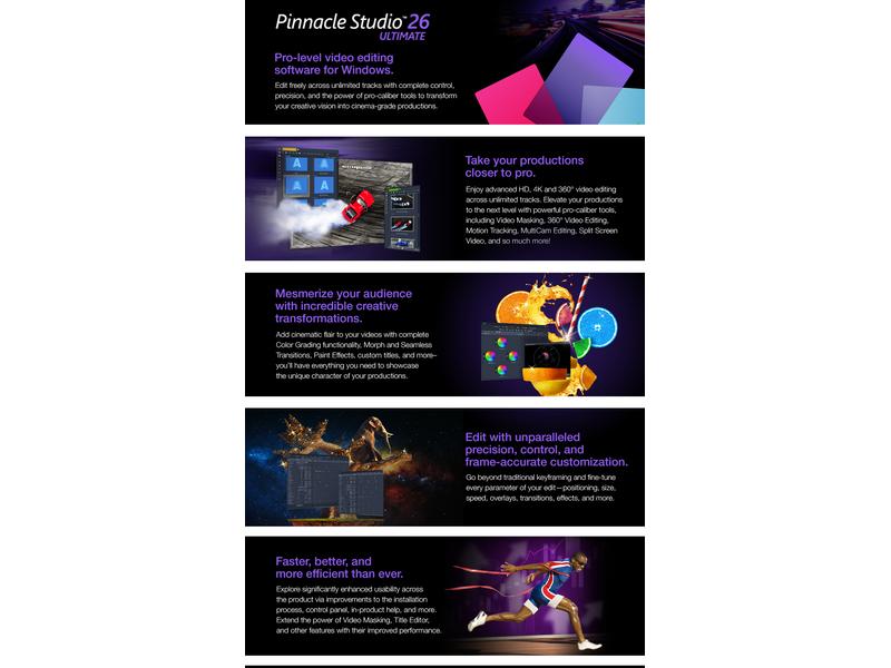 Pinnacle Studio 26 Ultimate ESD, Vollversion Professionelles Videoschnittprogramm für Windows
