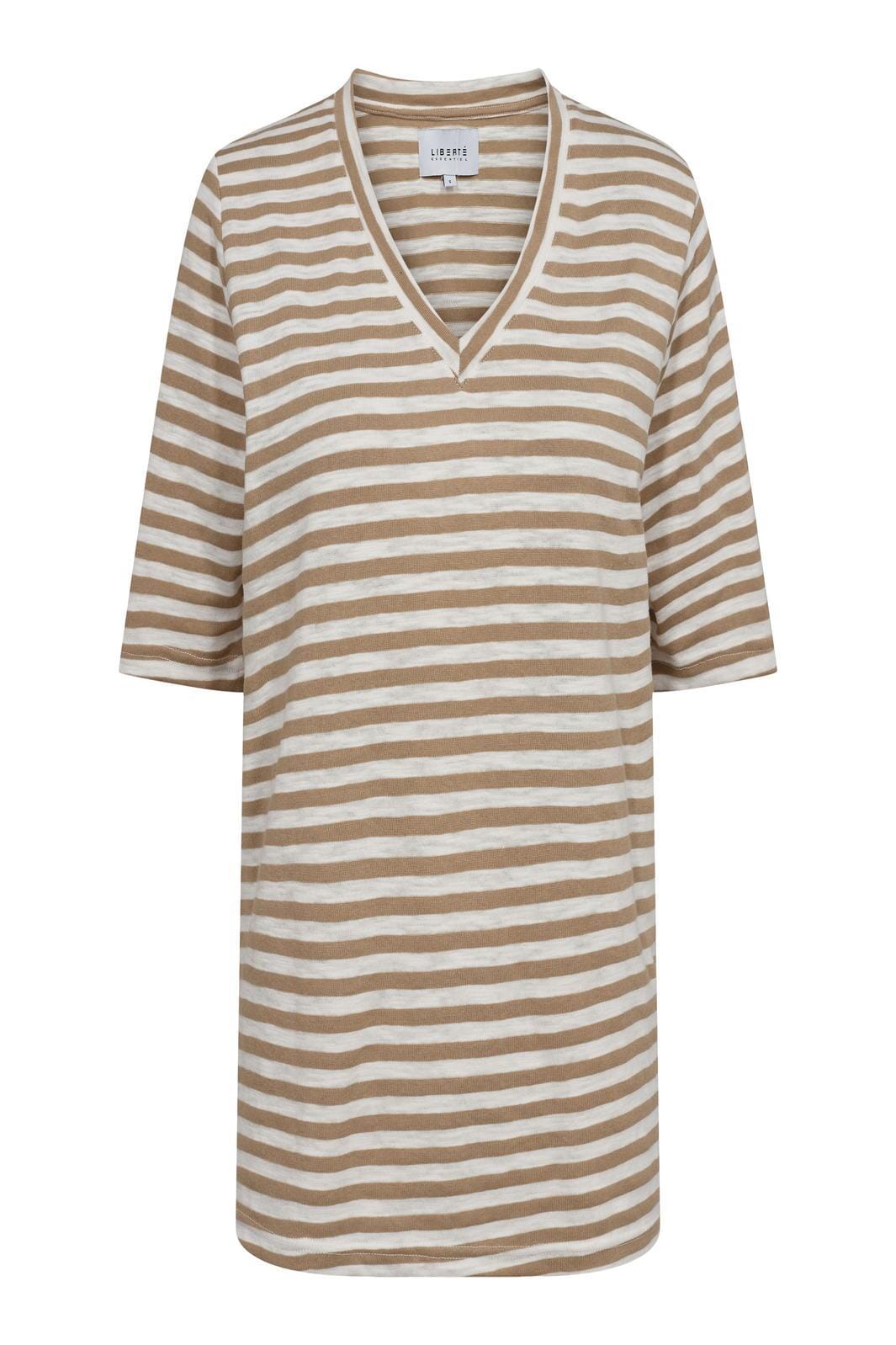 Liberte Ulla-Ss-Vneck-Stripe-Tshirt army white stripe