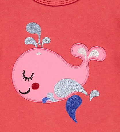 Freds WoRød T-Shirt - Baby - Hello Whale - Cranberry