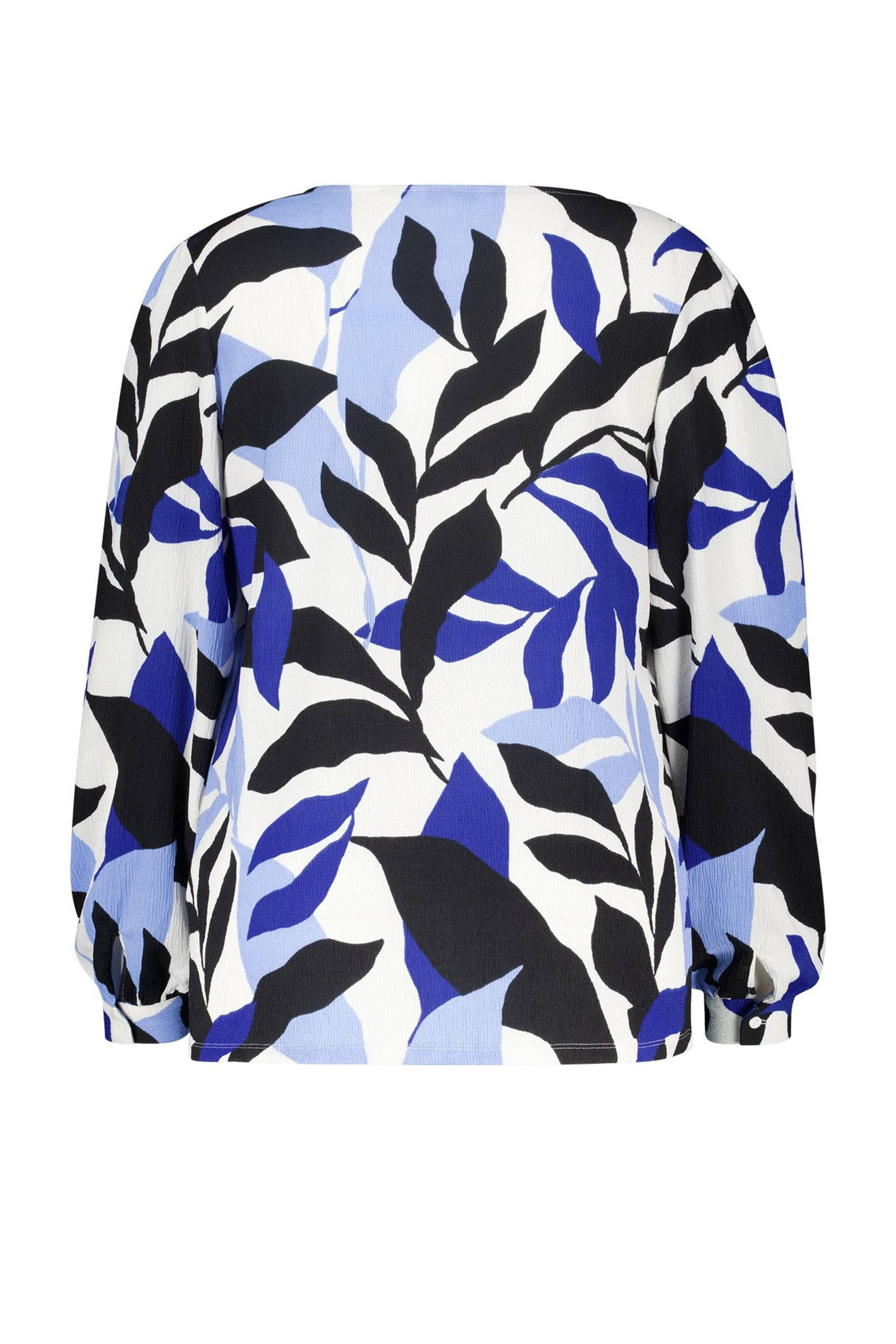 MS Mode blouse met all over print blauw/zwart/wit