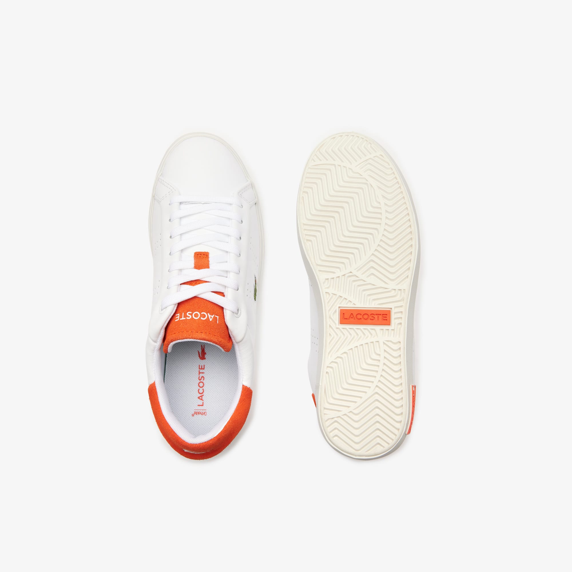 Sneakers Powercourt 2.0 femme en cuir orange Sneakers - Blanc - Lacoste - Femme