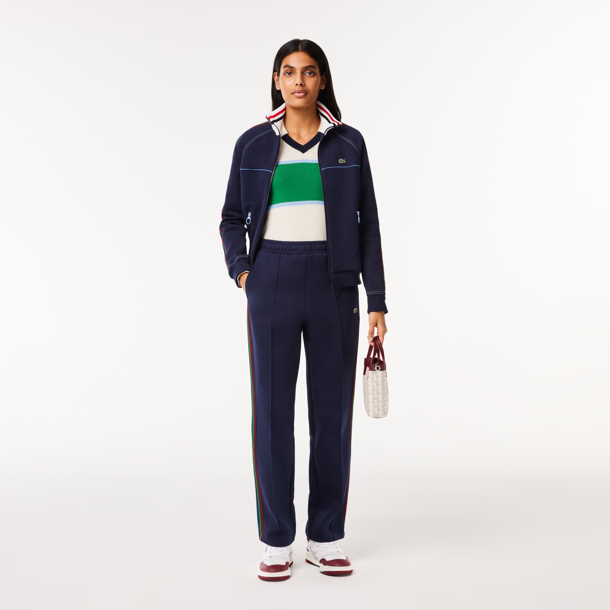 Pantalon Paris fabriqué en France avec bandes tricotées Pantalons de survêtement - Bleu - Lacoste - Femme