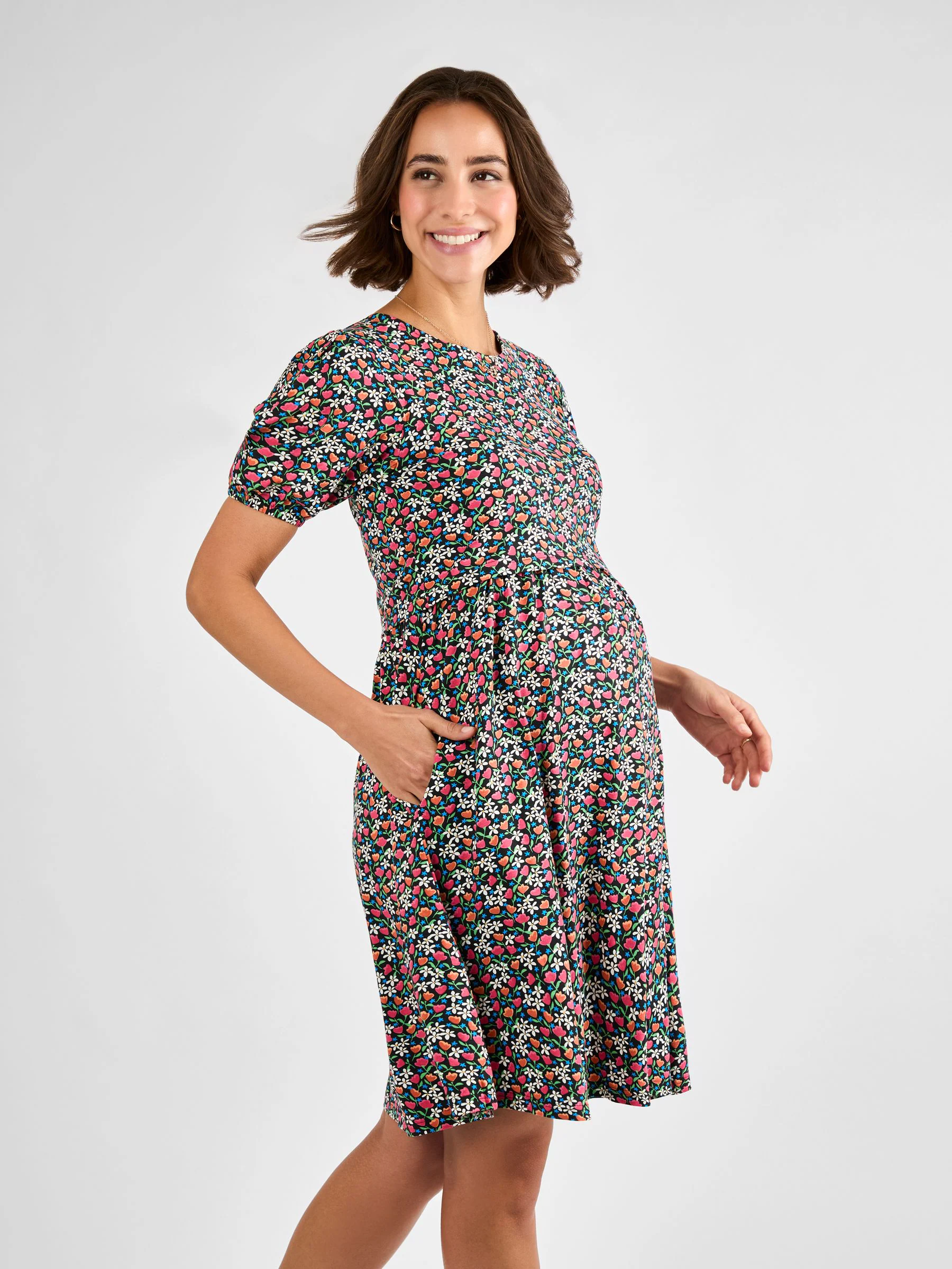 Jojo Maman Bébé zwangerschaps- en voedingsjurk van jersey met dubbele laag
