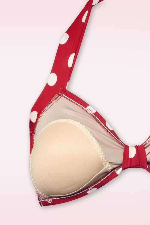 Esther Williams Klassieke polka bikinitop in rood en wit