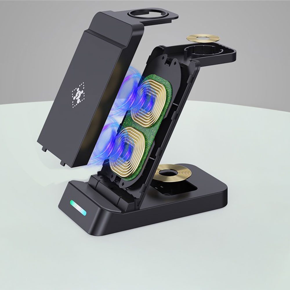 (15W) 3in1 Ladegerät Qi Wireless Charger für Smartphone / Samsung Galaxy Watch / Samsung Galaxy Buds - Schwarz