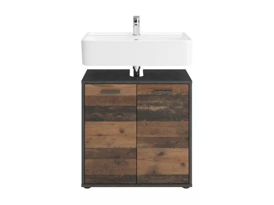 Meuble Sous Vasque 2 Portes effet Chêne L60 x H59cm - Madoc