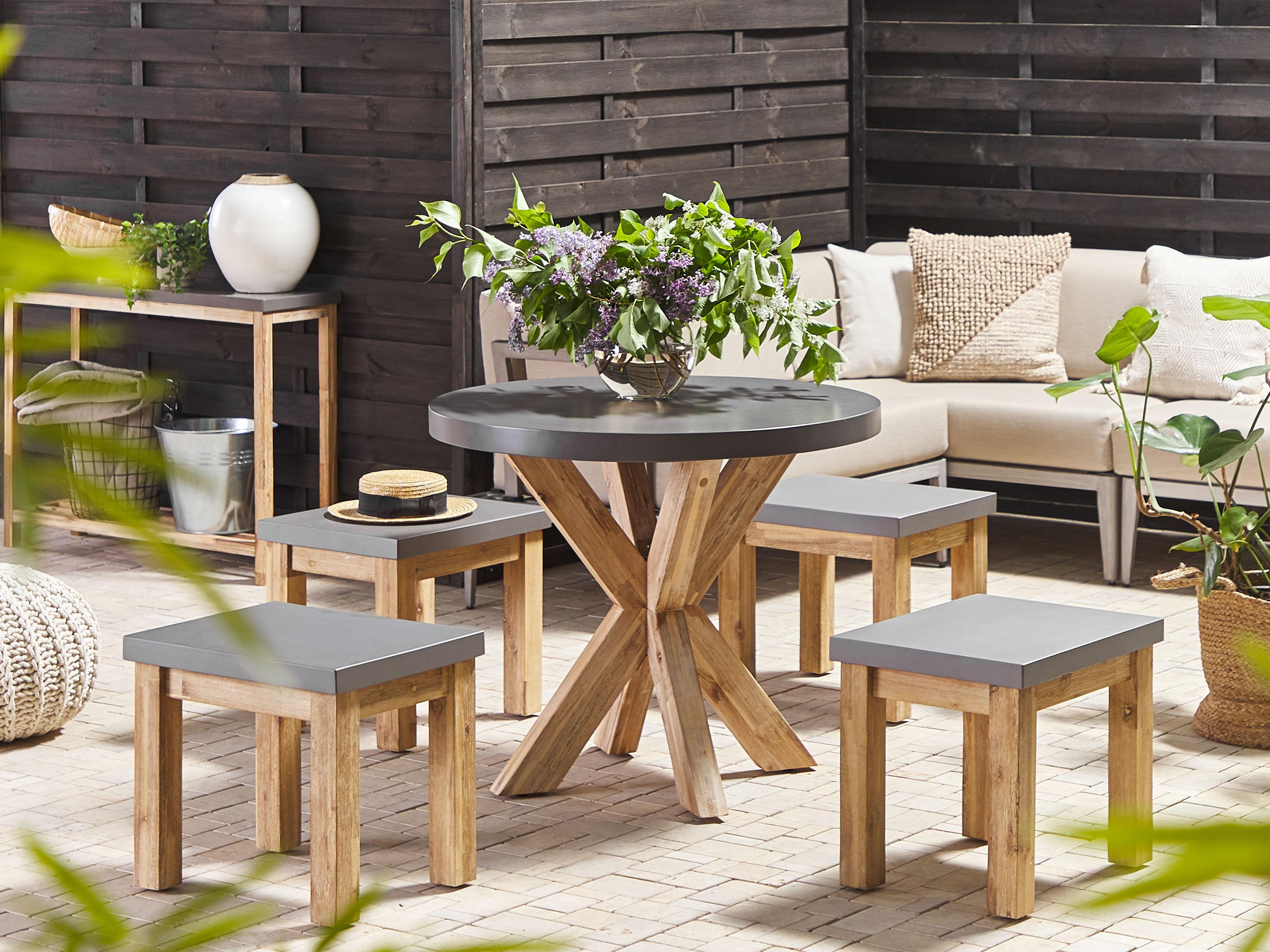 Tuin eettafel OLBIA 90 cm 90 cm Beton Grijs
