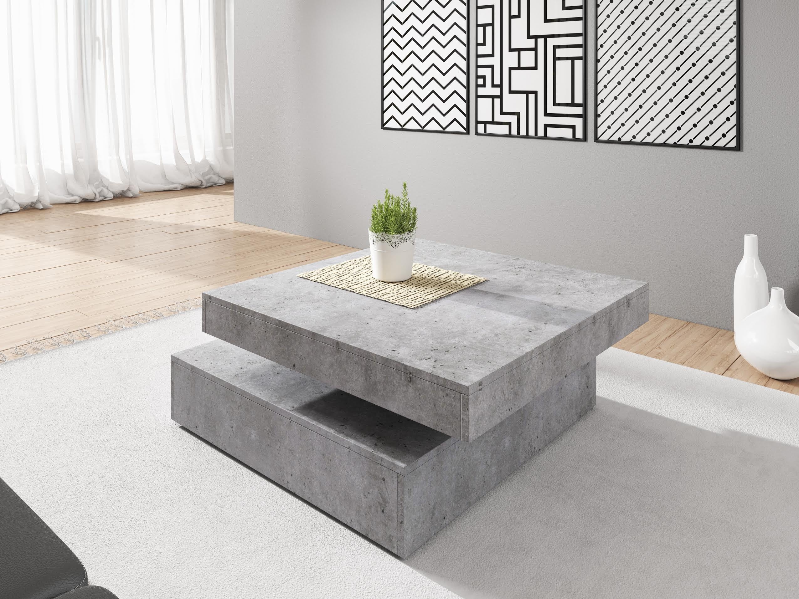 Carlo - Salontafel verstelbaar - Betonlook