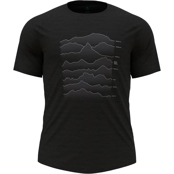 T-shirt randonnée ODLO MC MERINO 130 SWISS P BLACK MELANGE
