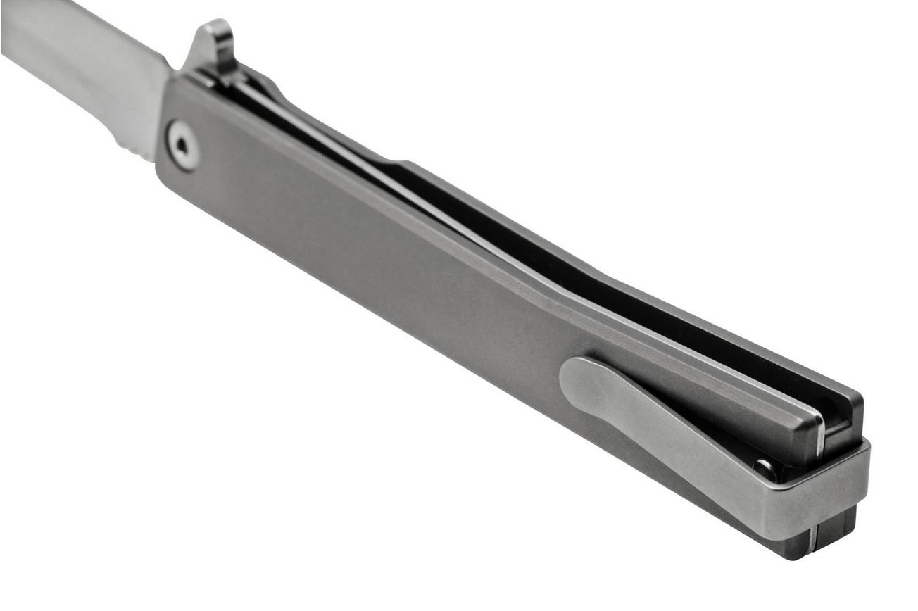 Ocaso Solstice 9HTS, S35VN Harpoon Satin Titanium, zakmes