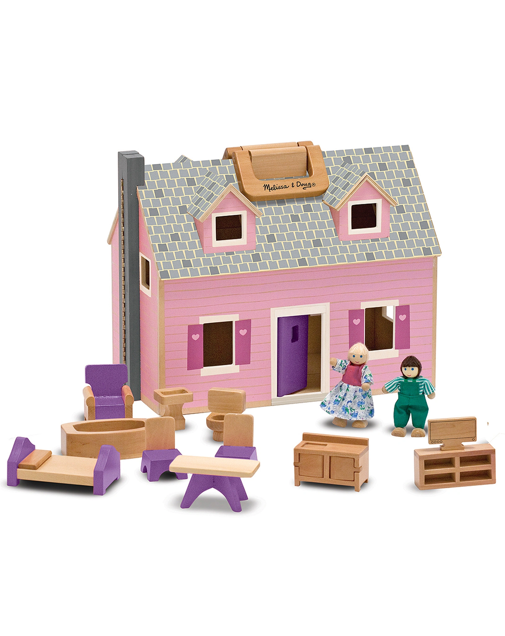Puppenhaus FOLD & GO mit Zubehör in rosa