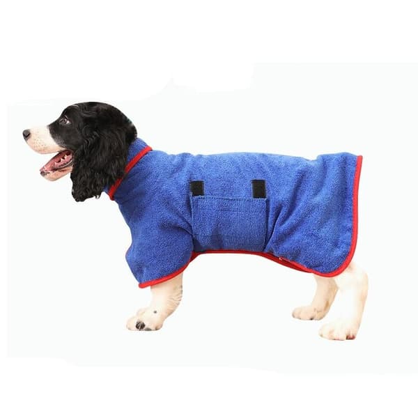 Badekåpe til hund - blå - størrelse m