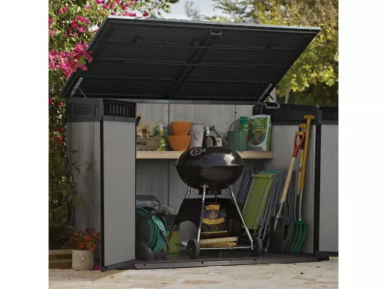 Abri de jardin en résine BROSSIUM - 2100L - Gris / Grande Store 2020 L - Design rustique et durable