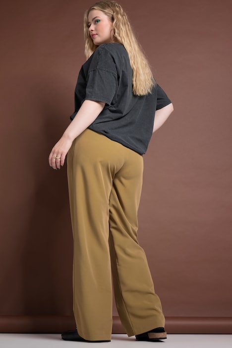 Hose, High Waist, weites Bein, teilelastischer Bund
