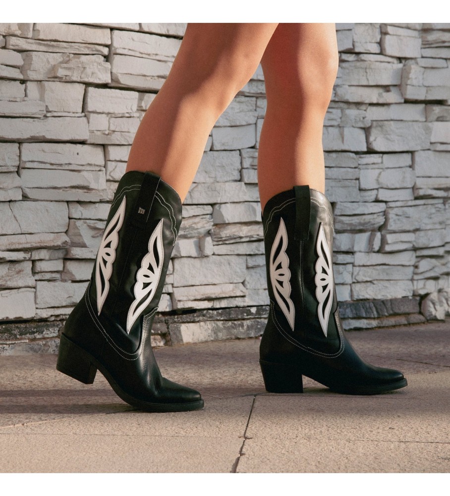 Botas Mustang Teo em couro preto - Salto de 5 cm -