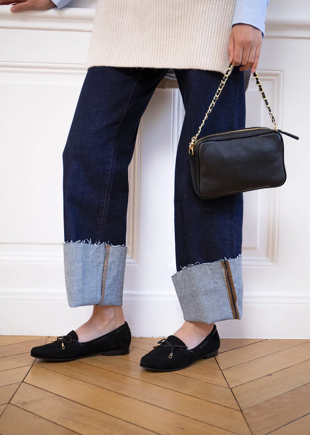 MOCASSIN LACE METAL VELOURS NOIR
