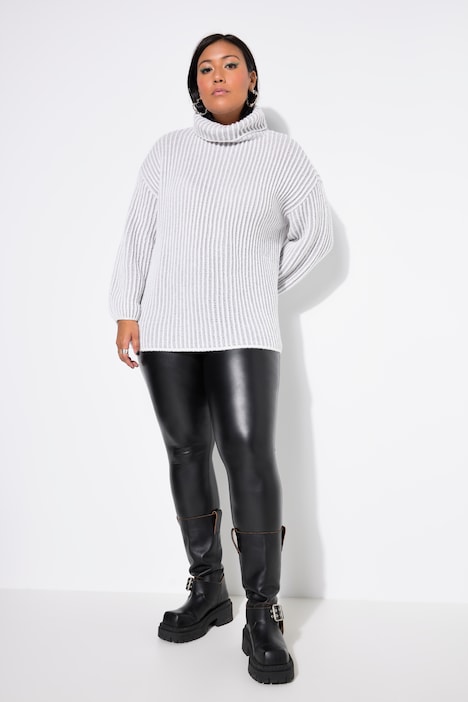 Rollkragenpullover, oversized, Streifen
