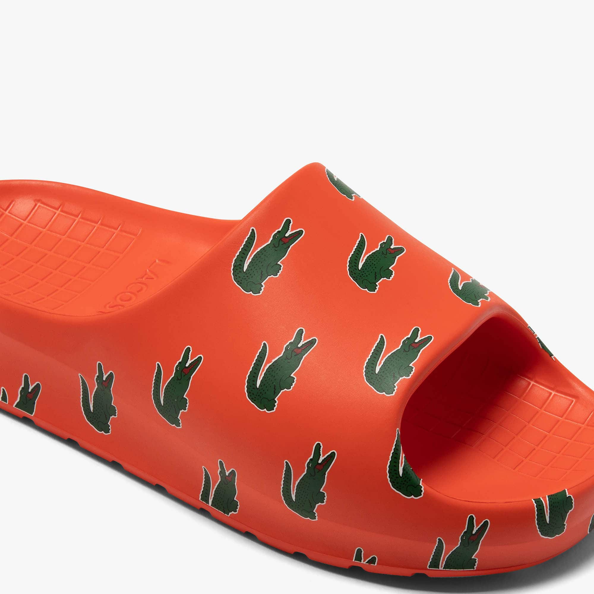 Claquettes Serve Slide 2.0 femme détail coloré Claquettes & Sandales - Orange - Lacoste - Femme
