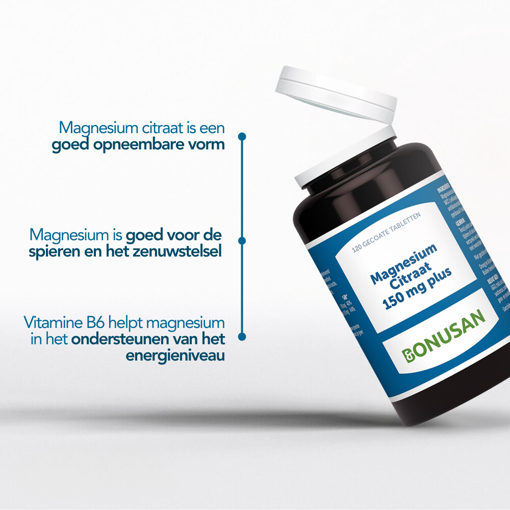 Bonusan Magnesiumcitraat 150 mg plus 120 tabletten