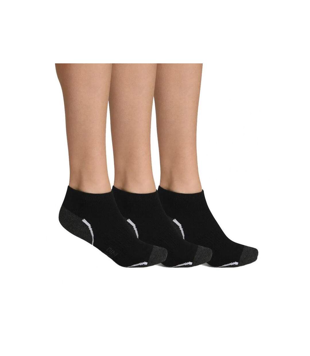 DIM Lot de 3 paires de Socquettes Femme MicroCoton IMPLEG Noir Gris
