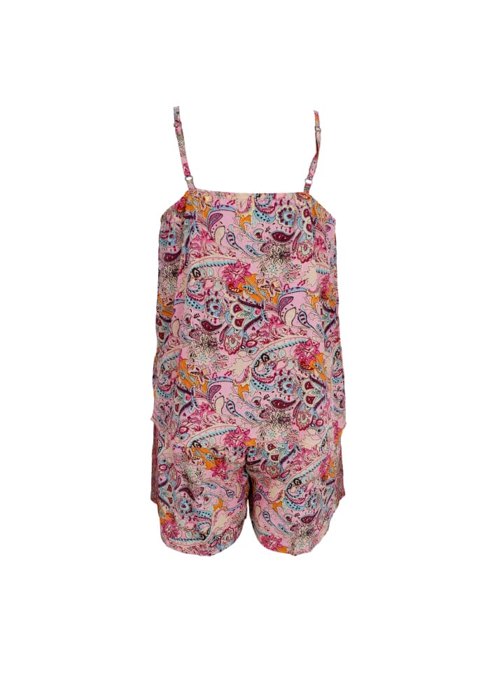 Black Colour Bcluna Shorts Set botanical rose
