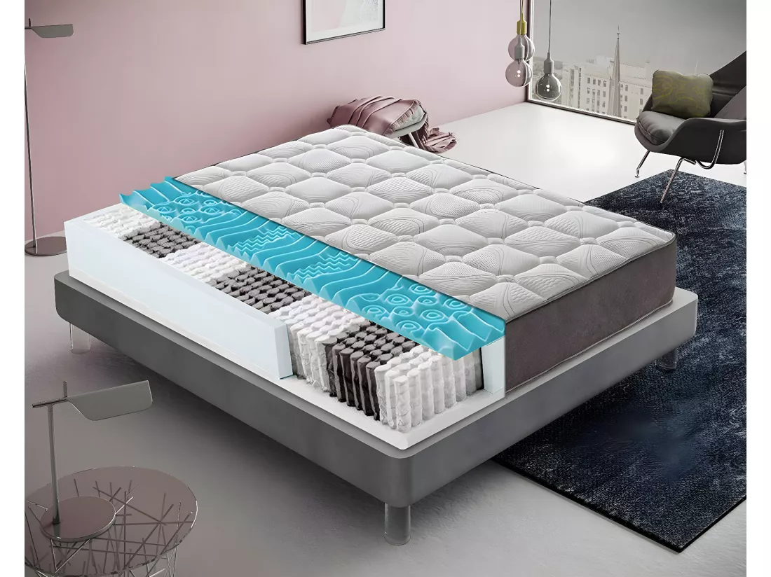 Matelas à ressorts ensachés et memory foam - memory foam 5 cm - résistant 120x190 cm