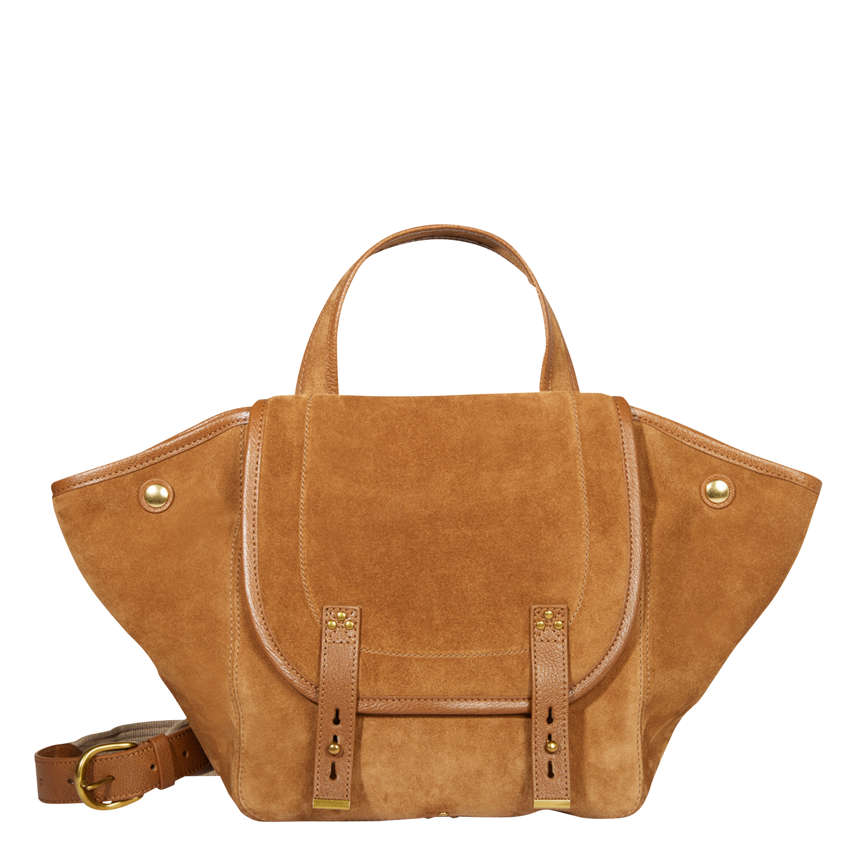 STAN PANIER M - Sac cabas en cuir effet velours | Marron