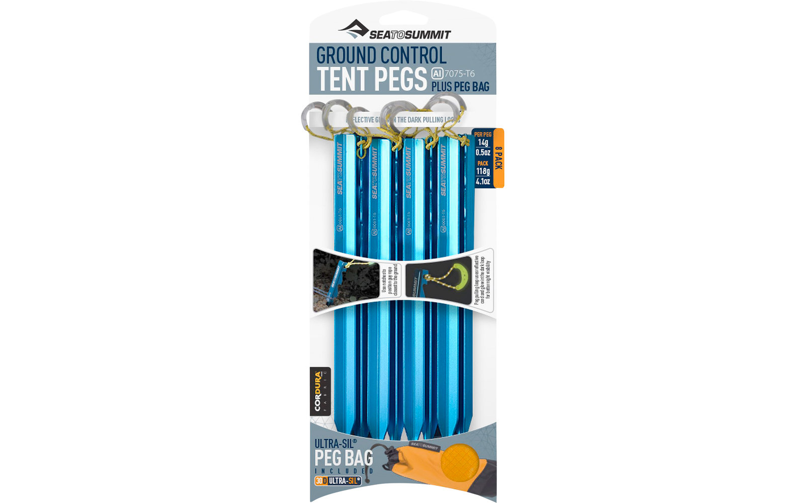 Sea to Summit Ground Control Tent Pegs Zeltheringe 8er Pack