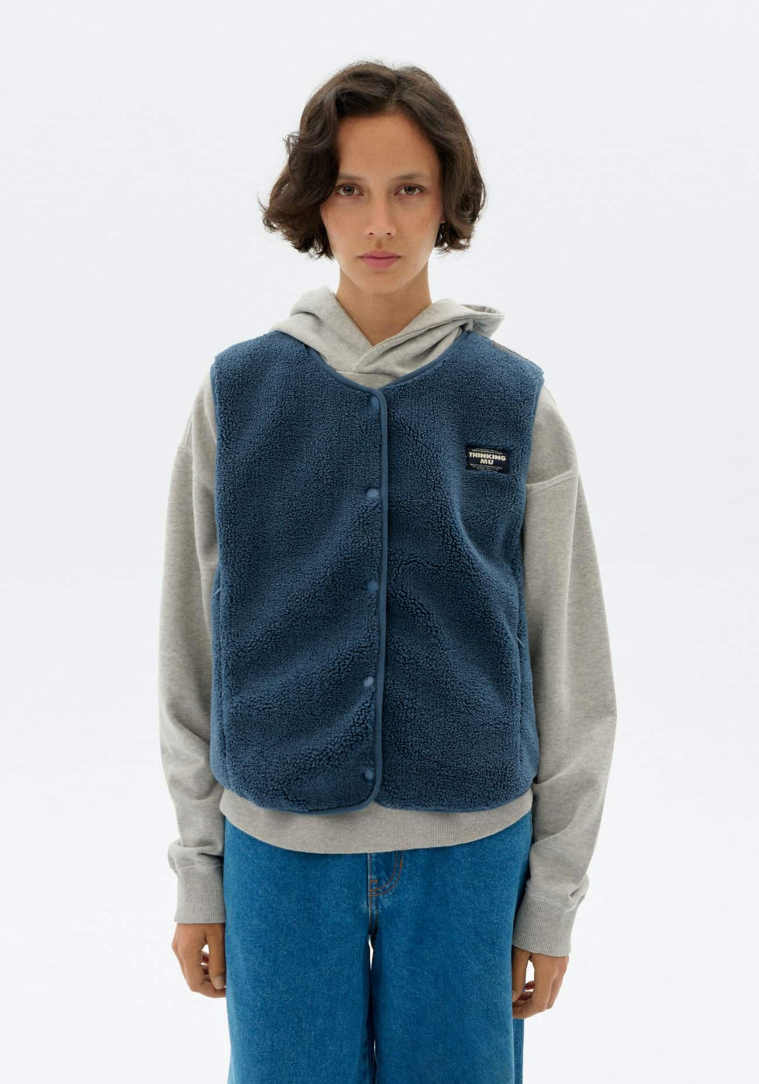 Thinking Mu Fleece-Weste Jay Fuzz Blue