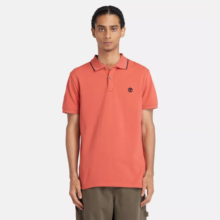 Polo à col imprimé Millers River pour homme en orange