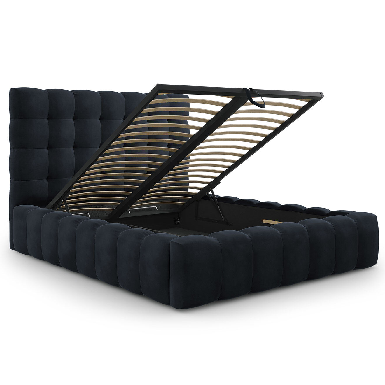 Cosmopolitan Design Lit avec coffre de rangement Bali Velours bleu foncé - 140x200 cm