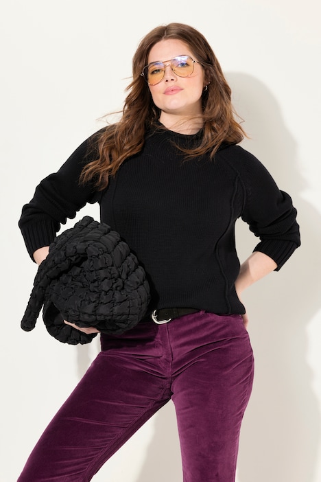 Pullover, Ziernähte, Stehkragen, Langarm, Biobaumwolle
