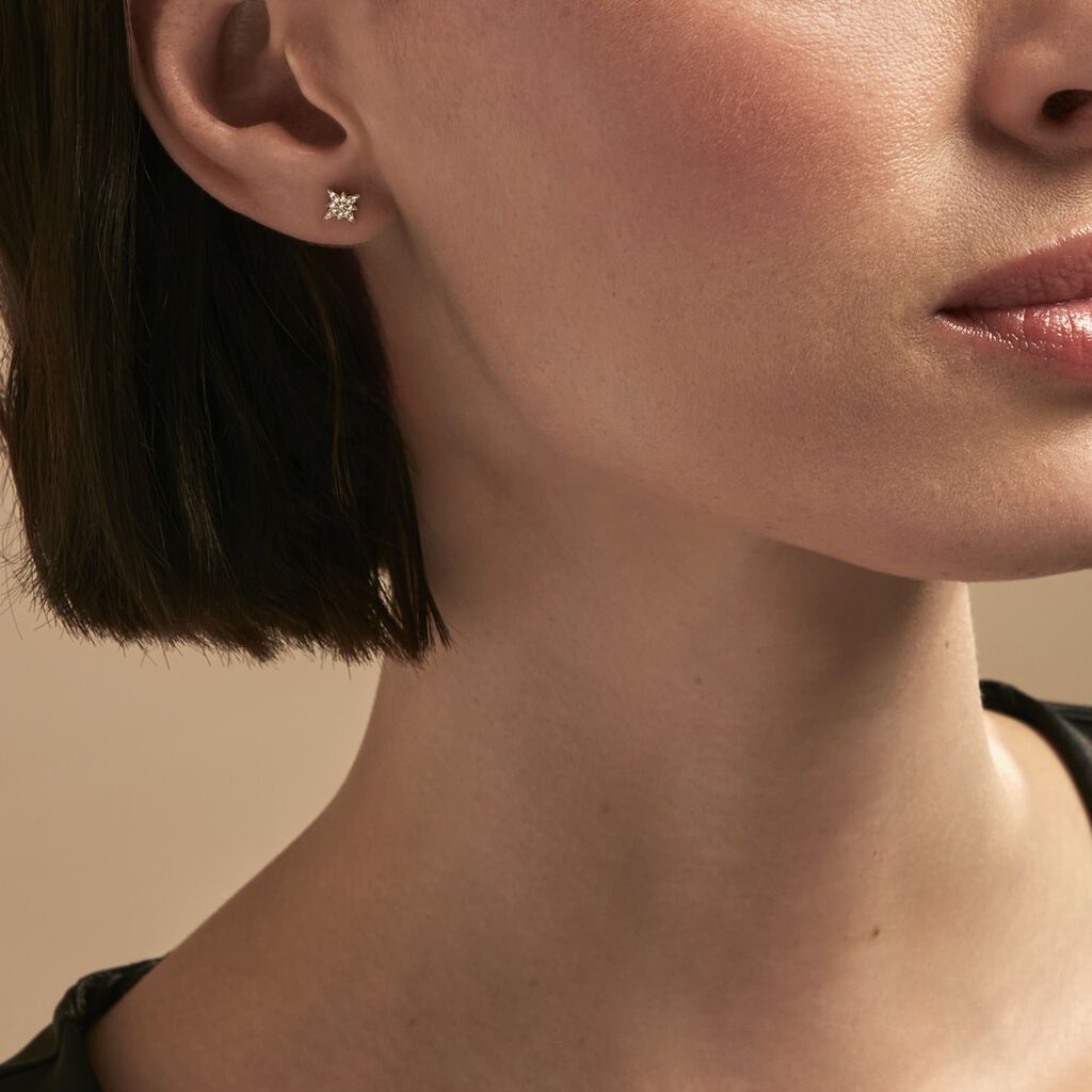Boucles D'oreilles Dépareillées Munroe Or Jaune Oxyde De Zirconium