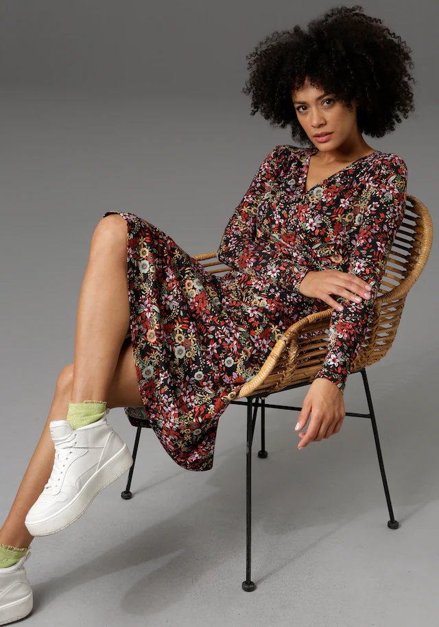 Aniston CASUAL Jerseykleid in Wickel-Optik