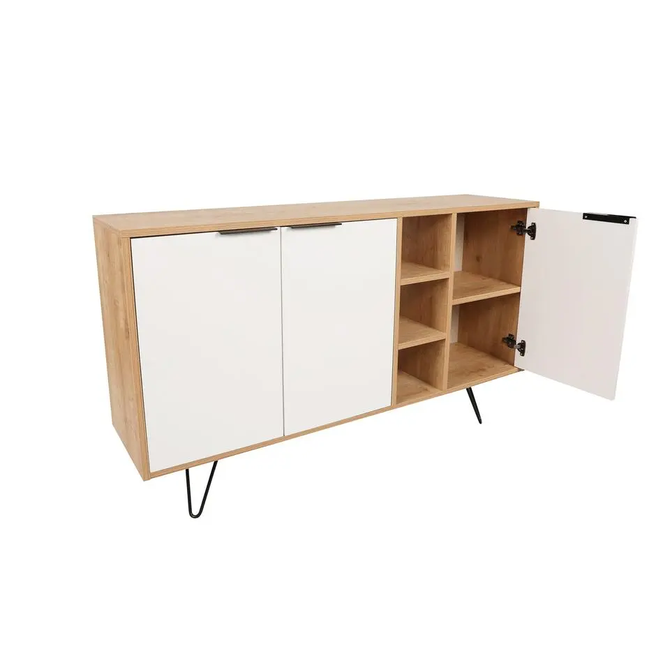 Emob Houten modeconsole - Melamine coating - 18 mm dik - Metalen poten - Eiken