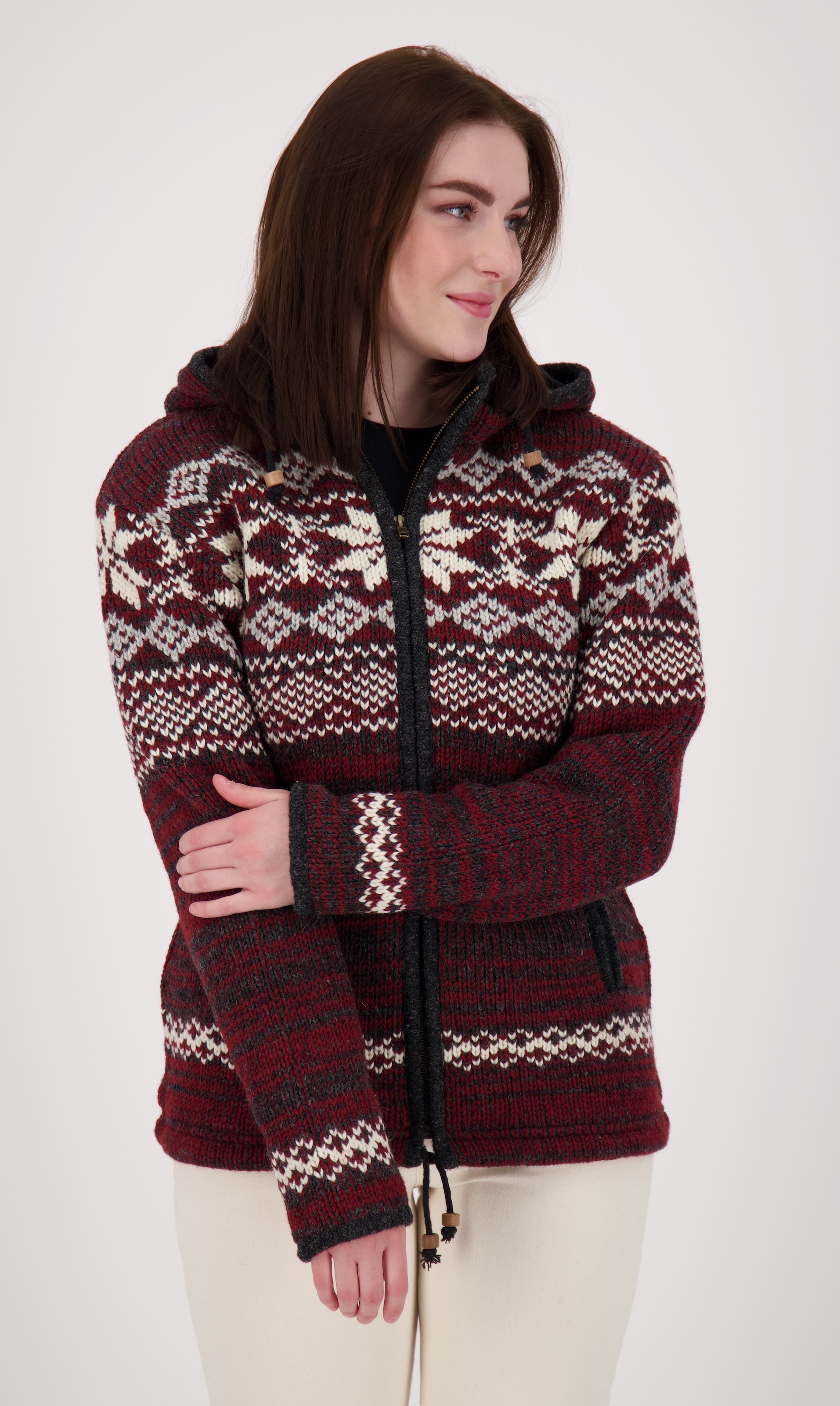 DEPROC Active Strickfleecejacke »ANNAPURNA« mit Kapuze und weichem Fleece gefüttert