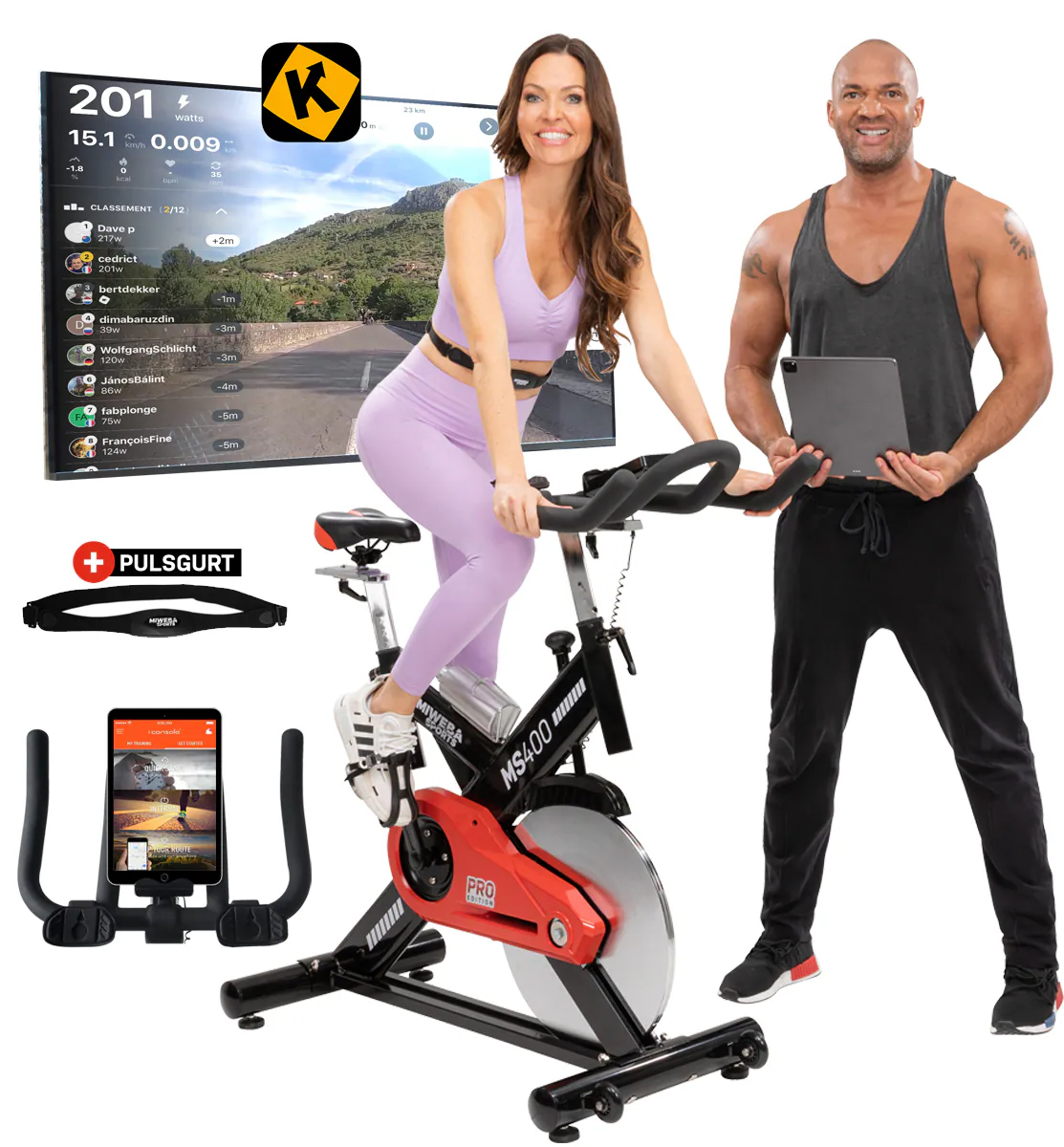 Miweba Sports Profi Indoor Cycle MS400, 22 kg Schwungrad, für zuhause geeignet (Schwarz)