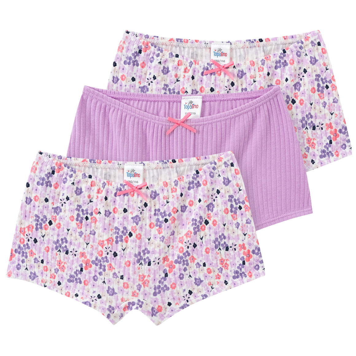 Topolino 3 Mädchen Pantys mit Rippstruktur helllila / cremeweiss