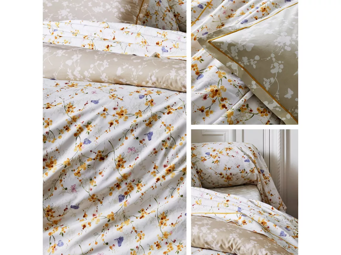 Taie de traversin 140x43 cm percale coton BEL AMOUR jaune