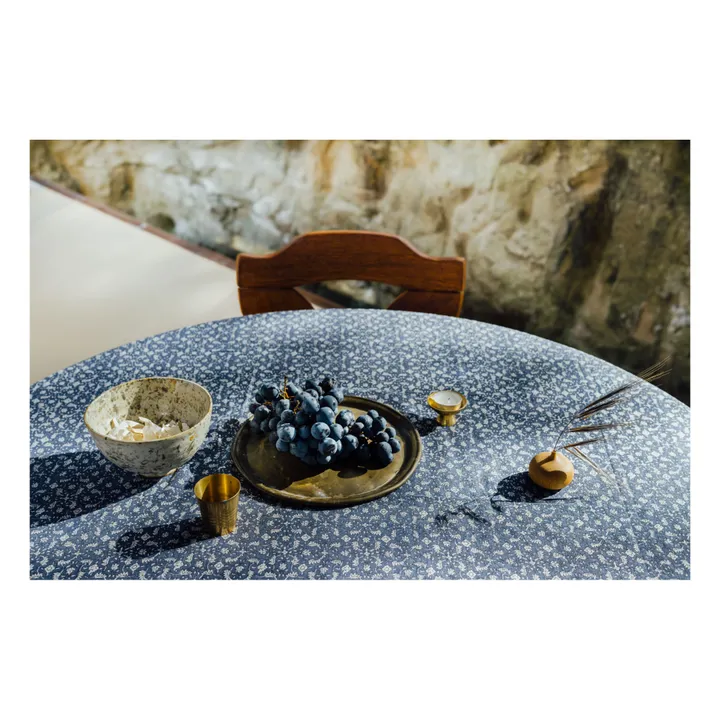 Scarlette Ateliers Nappe Marge en coton imprimé main  | Bleu gris