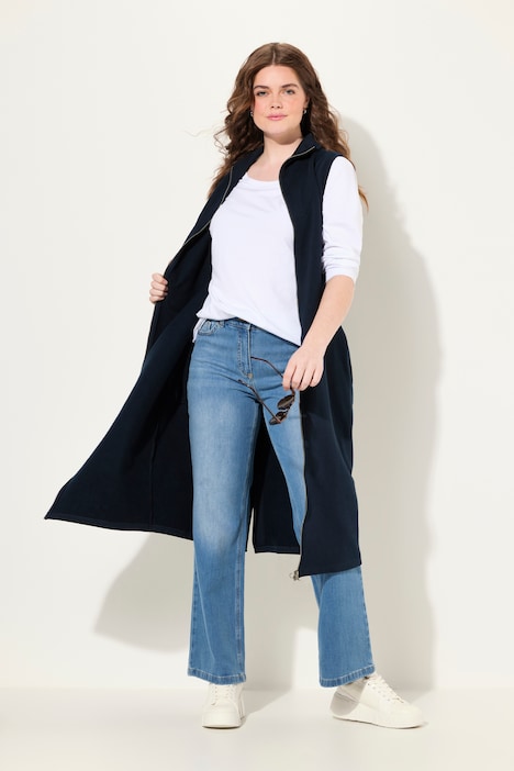 Sweat-Midikleid, Stehkragen, ärmellos, Biobaumwolle
