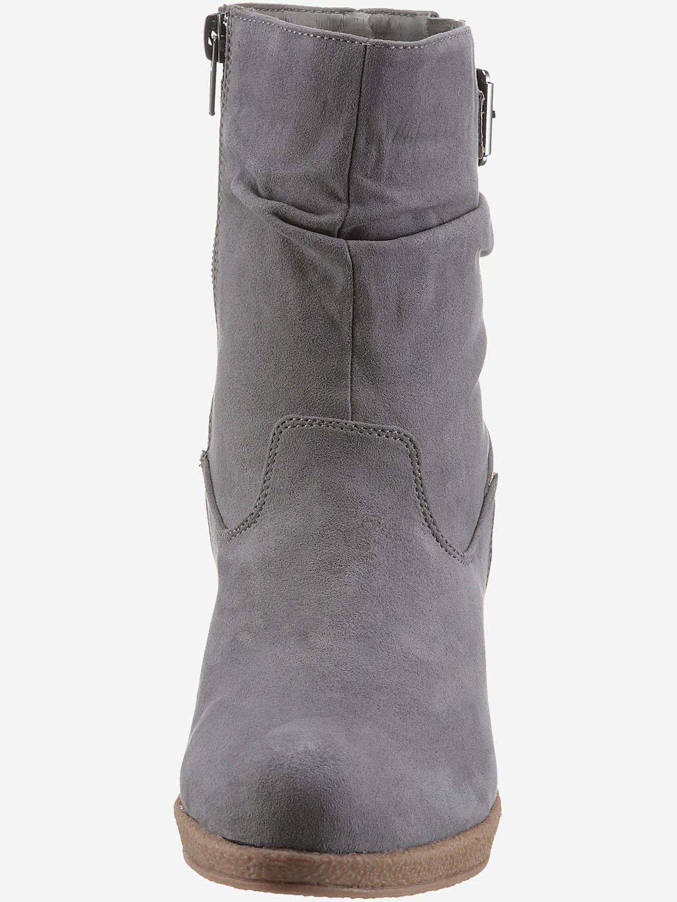 Bottines compensées classiques, textile doux, imitation cuir velours