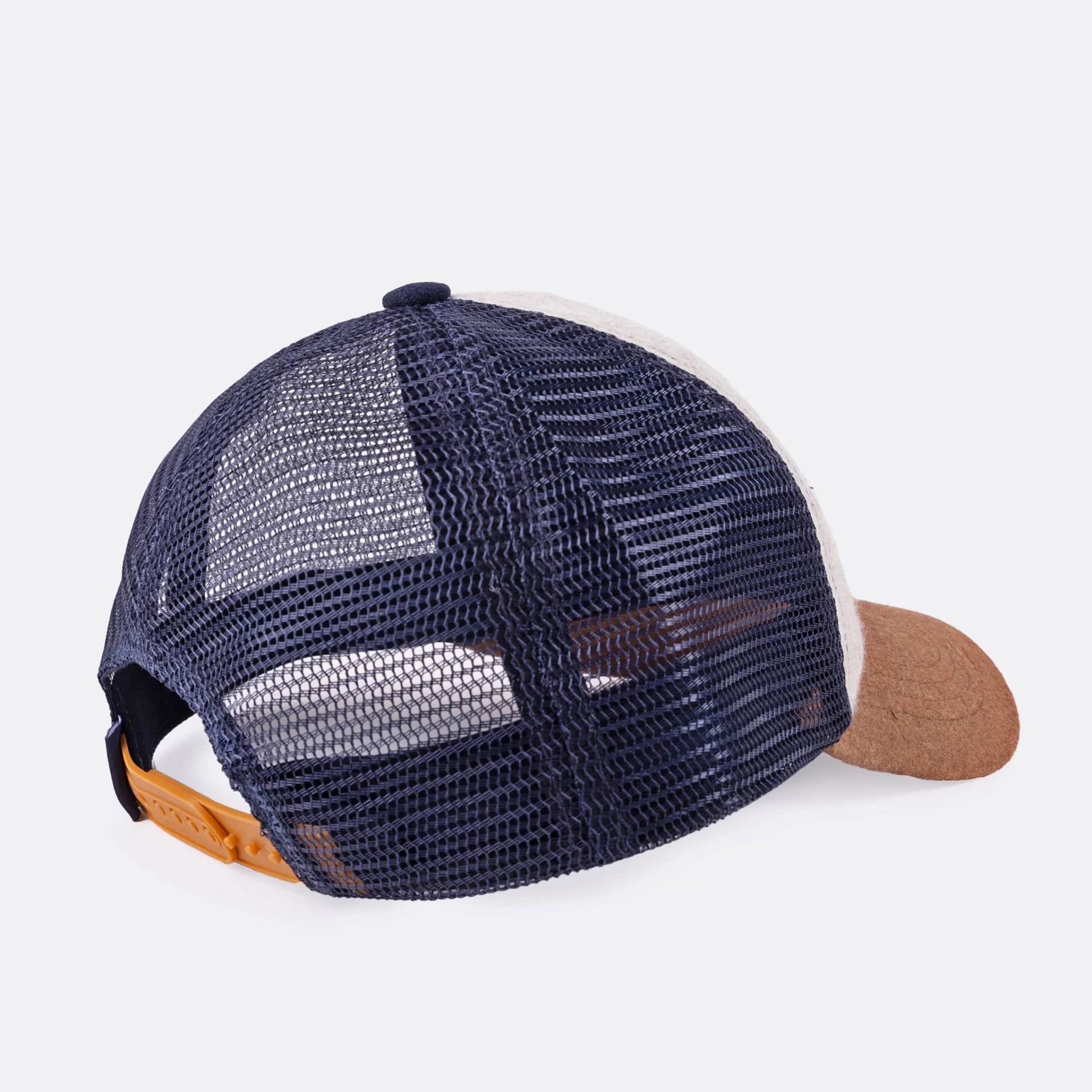 Casquette bleu marine & camel laine et polyester - modèle Cap trucker