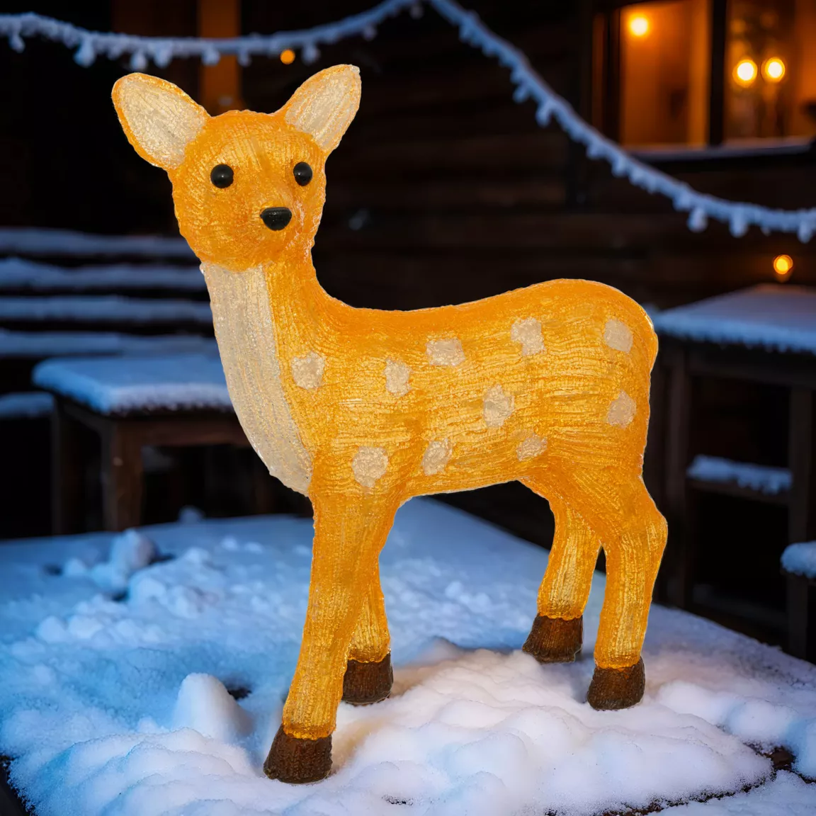 Renne lumineux solaire 50 LED (H48 cm) Biche Blanc froid