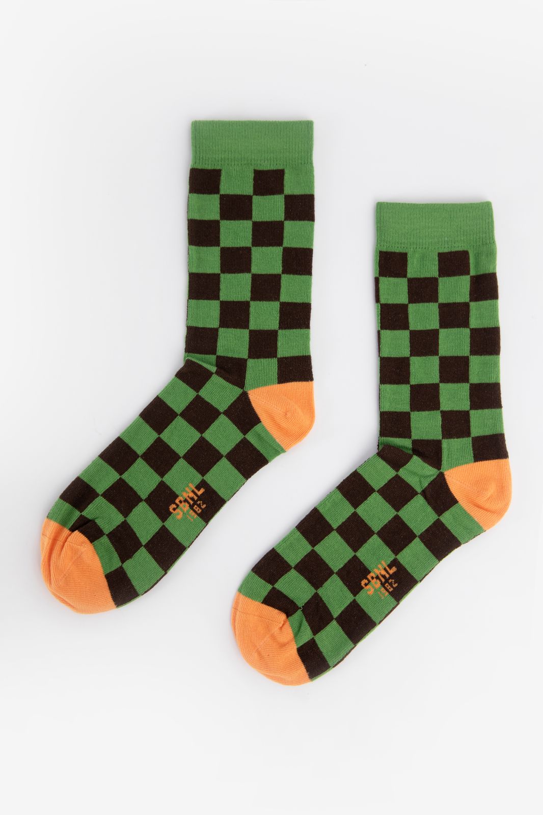 Groene sokken met colourblock patroon
