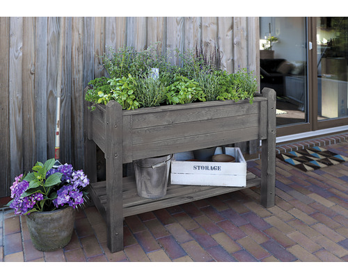 Verhoogd tuinbed op palen promadino incl. folie 114 x 60 x 84,5 cm grijs