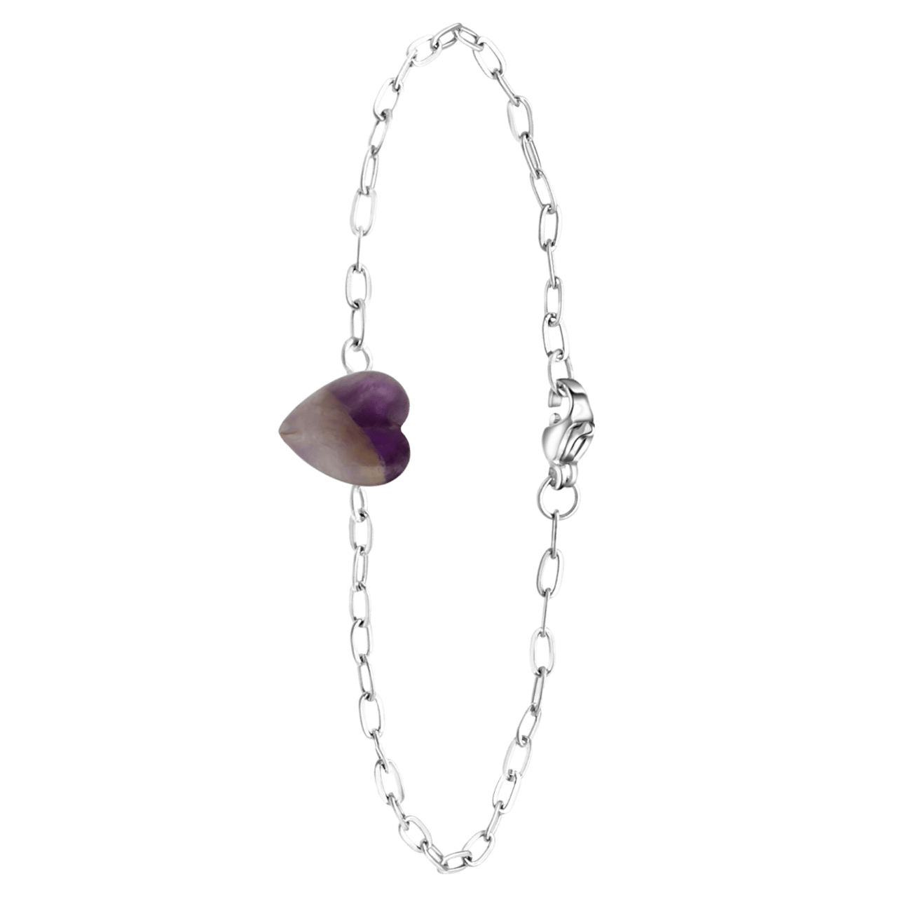 Stalen armband met hart amethist