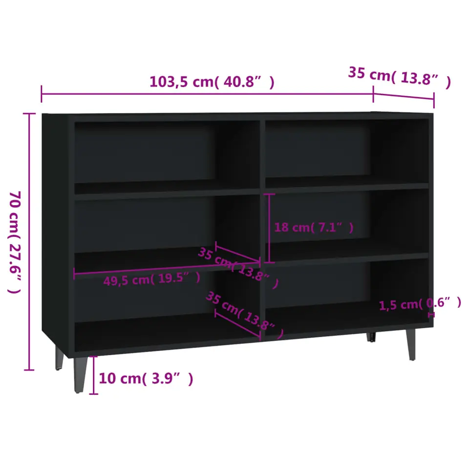 vidaXL - Dressoir - Zwart - Bewerkt hout